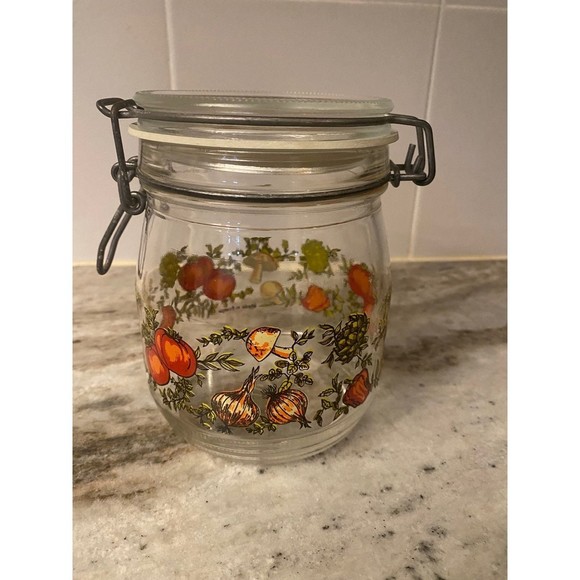 Vintage Mushroom and veggie glass French Jar - Picture 3 of 7